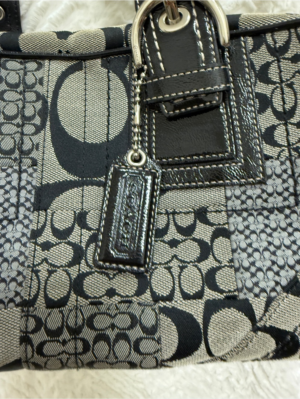 Coach Black and Gray Patchwork Shoulder Bag - Picture 3 of 12